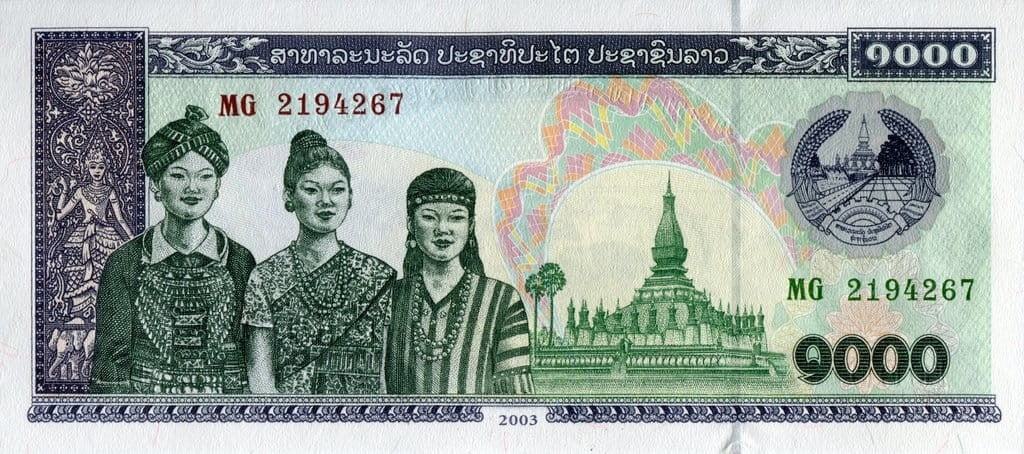 Laos 1000 Kip krowy 2003 P-32 Ab