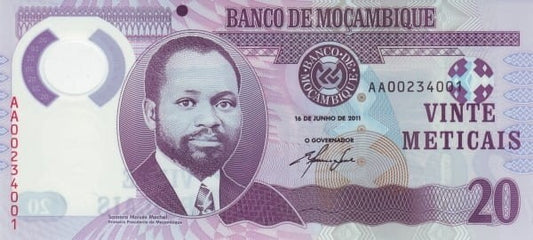 Mozambik 20 meticais Nosorożec 2011 P-149