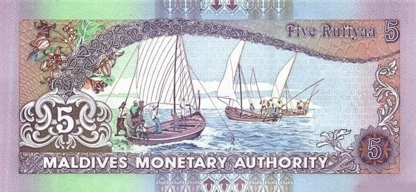 Malediwy 5 rupii Łodzie żaglowe 2011 P-18e