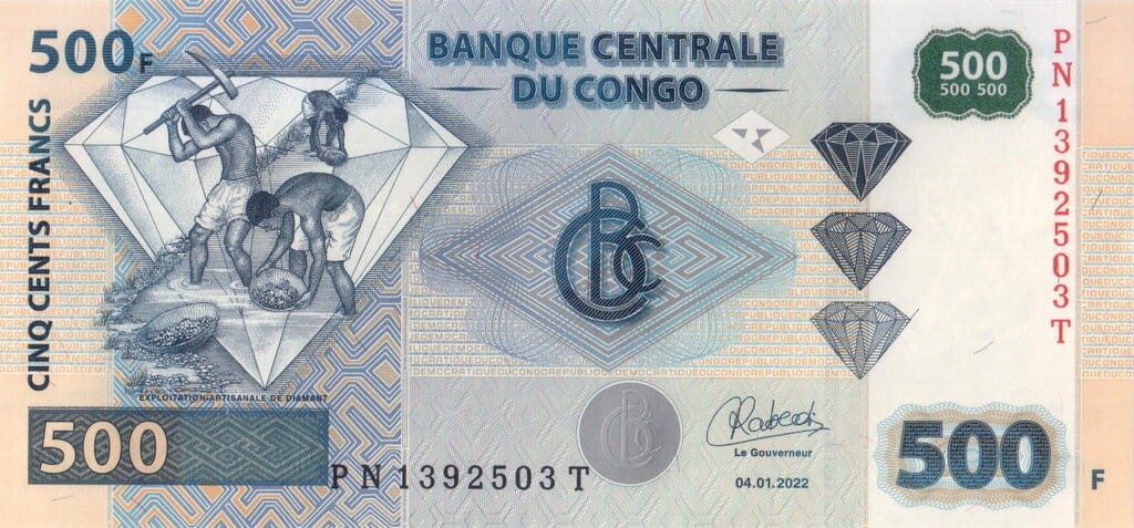 Kongo 500 franków Poszukiwacze diamentów 2022 P-96new
