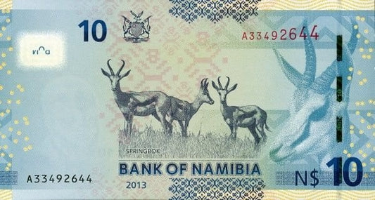 Namibia 10 dolarów Skocznik Antylopi 2013 P-11b