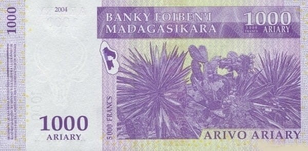 Madagaskar 1000 ariary Lemur 2004/2015 P-89b