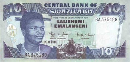Swaziland 10 emalangeni Ptaszek 2006 P-29c