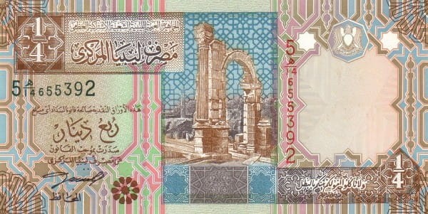 Libia 1/4 Dinara Ruiny 2002 P-62