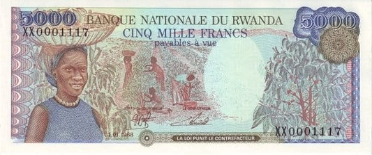 Rwanda 5000 franków Rzeka 1988 P-22