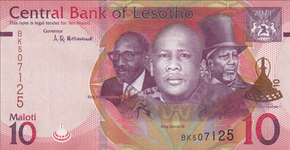 Lesotho 10 maloti Król Letsie III 2021 P-26a
