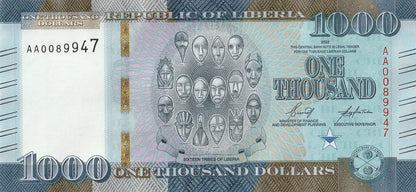 Liberia 1000 dolarów Maski 2022 P-43