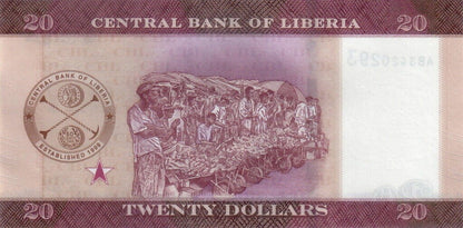 Liberia 20 dolarów Targ 2022 P-39a