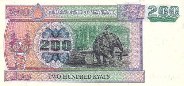 Mjanma (Birma) 200 kyat Słoń 2004 P-78